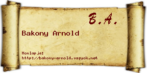 Bakony Arnold névjegykártya